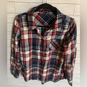 Ellie & Kate Women's Plaid Button Down Shirt - Red and Blue